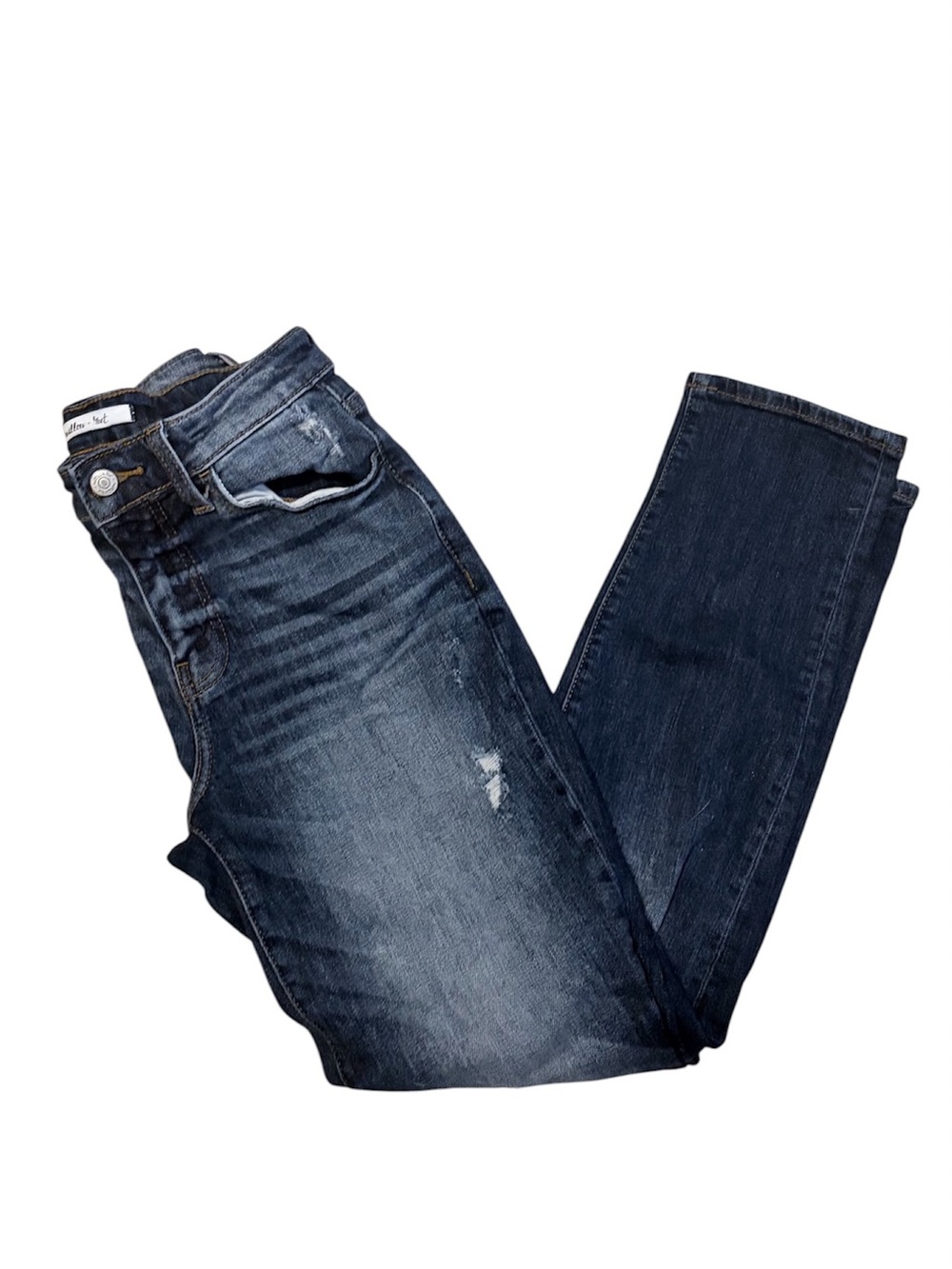 Willow & Root High-Rise Distressed Dark Wash Ankle Jeans size 27